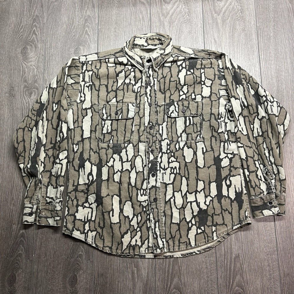 Vintage Five Brother Trebark Camo Shirt Mens Large Made in USA Hunting Workwear